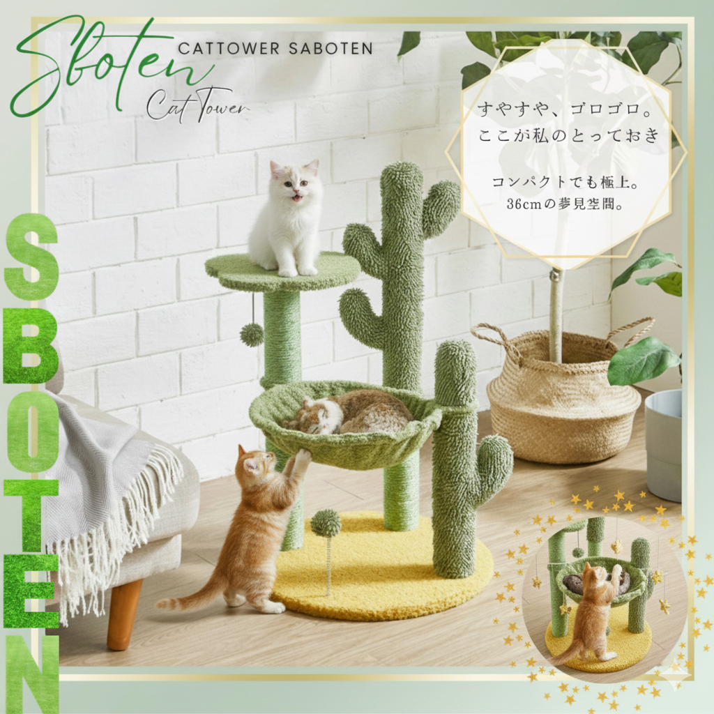 ネコちゃんとの暮らしを快適に！サボテンをイメージしたキャットタワー！
